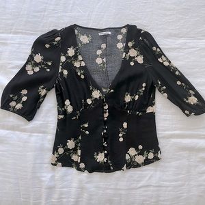 Reformation Button-Front Blouse